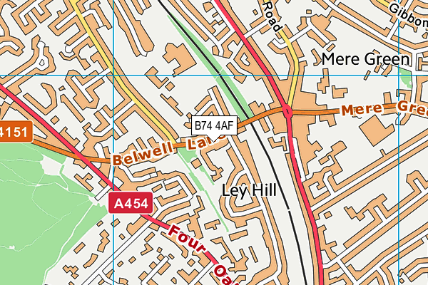 B74 4AF map - OS VectorMap District (Ordnance Survey)