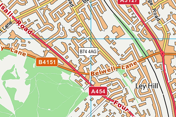B74 4AG map - OS VectorMap District (Ordnance Survey)