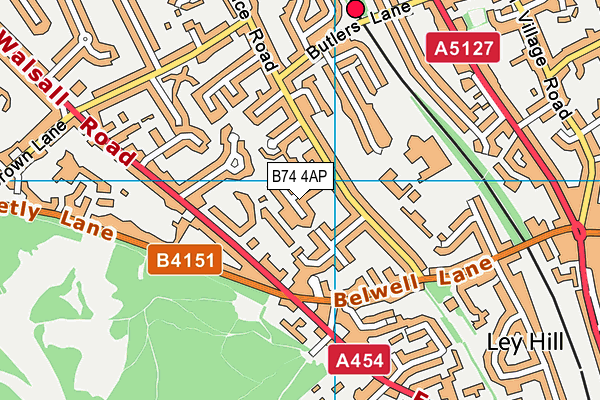 B74 4AP map - OS VectorMap District (Ordnance Survey)