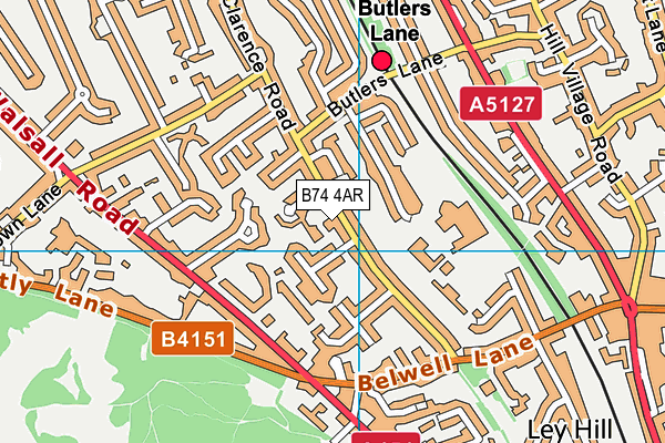 B74 4AR map - OS VectorMap District (Ordnance Survey)
