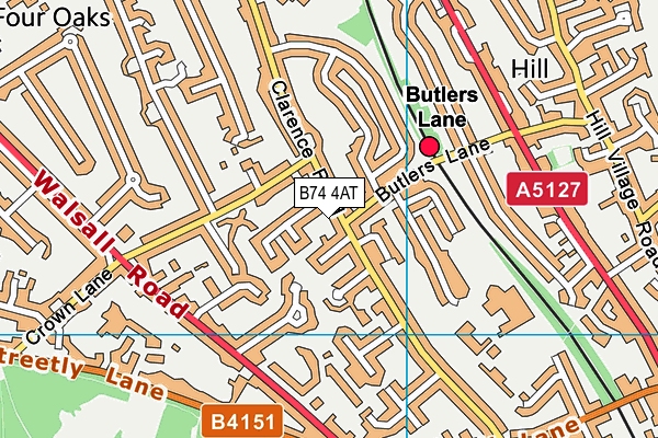 B74 4AT map - OS VectorMap District (Ordnance Survey)