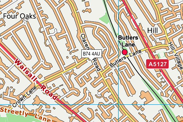 B74 4AU map - OS VectorMap District (Ordnance Survey)