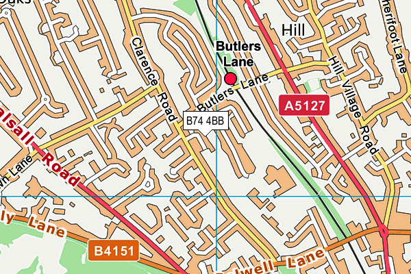 B74 4BB map - OS VectorMap District (Ordnance Survey)