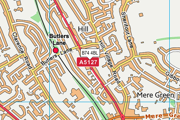 B74 4BL map - OS VectorMap District (Ordnance Survey)
