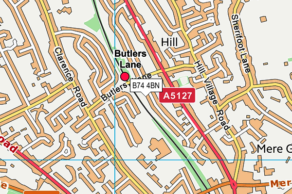 B74 4BN map - OS VectorMap District (Ordnance Survey)