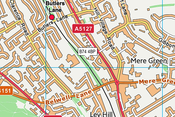 B74 4BP map - OS VectorMap District (Ordnance Survey)