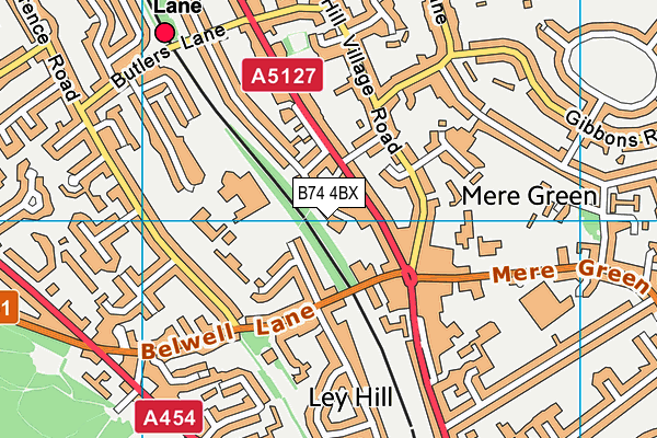 B74 4BX map - OS VectorMap District (Ordnance Survey)