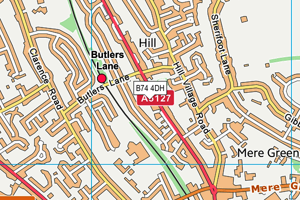 B74 4DH map - OS VectorMap District (Ordnance Survey)