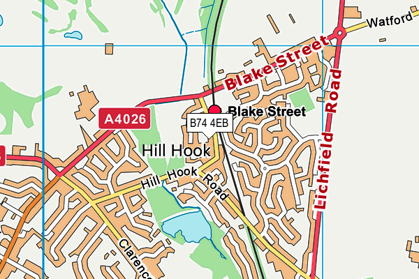 B74 4EB map - OS VectorMap District (Ordnance Survey)