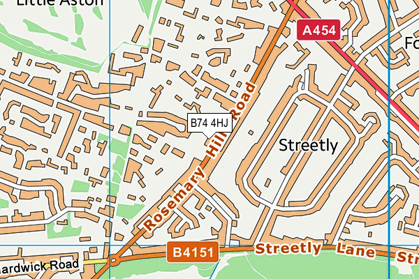 B74 4HJ map - OS VectorMap District (Ordnance Survey)