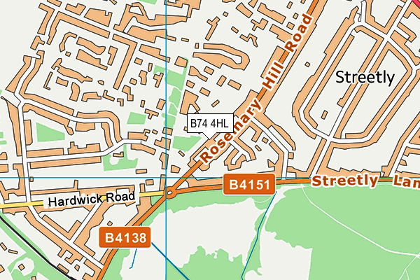 B74 4HL map - OS VectorMap District (Ordnance Survey)