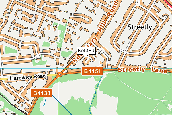 B74 4HU map - OS VectorMap District (Ordnance Survey)