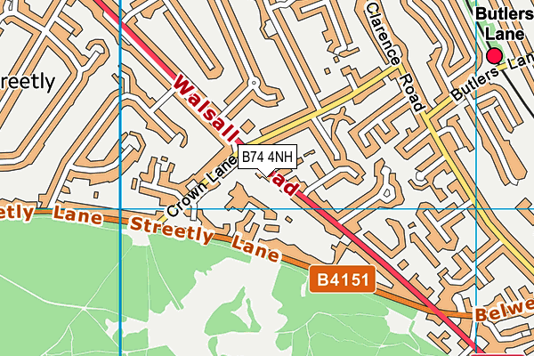 B74 4NH map - OS VectorMap District (Ordnance Survey)