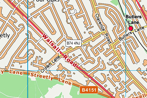 B74 4NJ map - OS VectorMap District (Ordnance Survey)