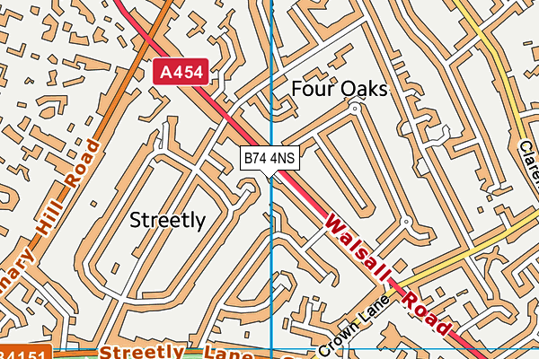 B74 4NS map - OS VectorMap District (Ordnance Survey)