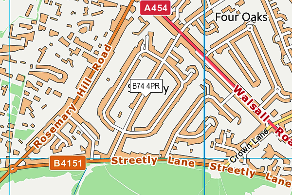 B74 4PR map - OS VectorMap District (Ordnance Survey)