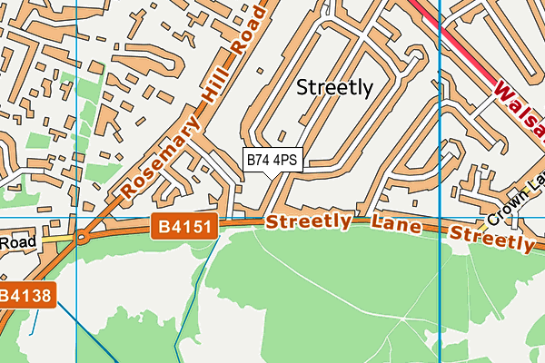 B74 4PS map - OS VectorMap District (Ordnance Survey)