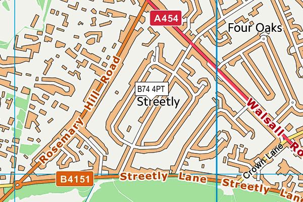 Streetly Lawn Tennis Club map (B74 4PT) - OS VectorMap District (Ordnance Survey)