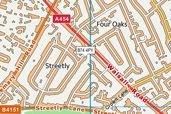 B74 4PY map - OS VectorMap District (Ordnance Survey)