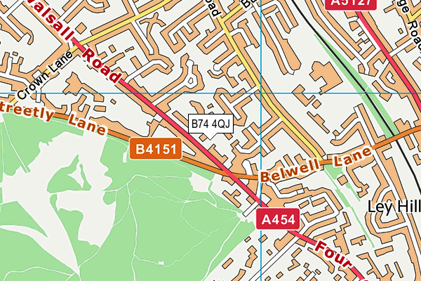 B74 4QJ map - OS VectorMap District (Ordnance Survey)