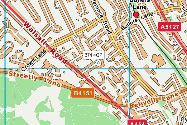 B74 4QP map - OS VectorMap District (Ordnance Survey)