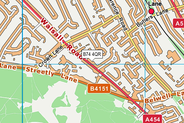 B74 4QR map - OS VectorMap District (Ordnance Survey)