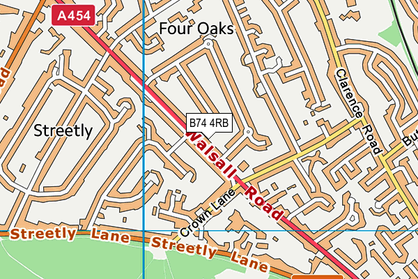 B74 4RB map - OS VectorMap District (Ordnance Survey)