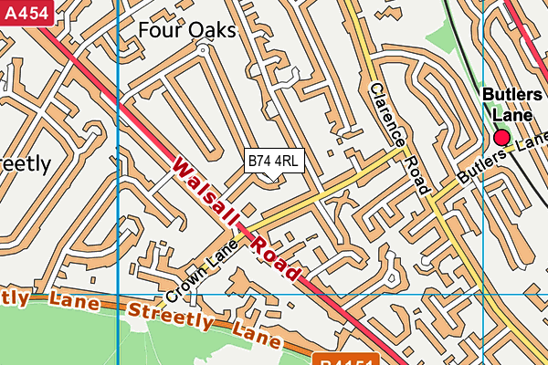 B74 4RL map - OS VectorMap District (Ordnance Survey)