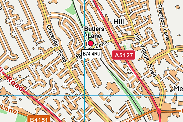 B74 4RU map - OS VectorMap District (Ordnance Survey)