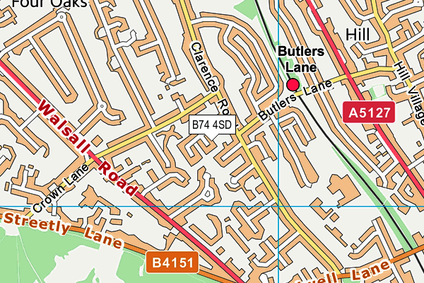 B74 4SD map - OS VectorMap District (Ordnance Survey)