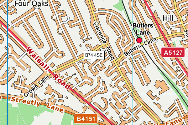B74 4SE map - OS VectorMap District (Ordnance Survey)