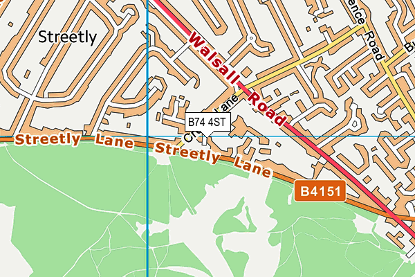 B74 4ST map - OS VectorMap District (Ordnance Survey)