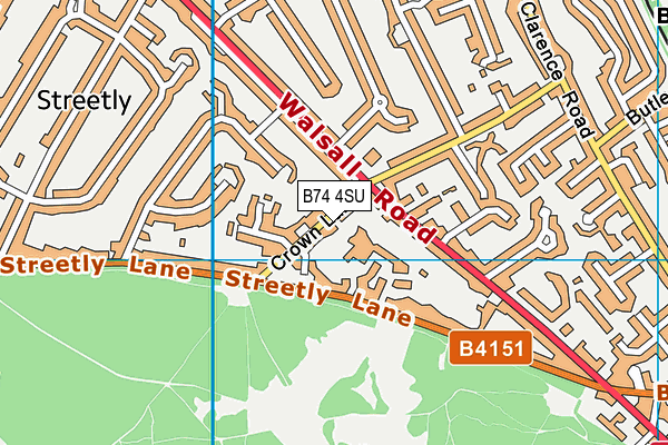 B74 4SU map - OS VectorMap District (Ordnance Survey)