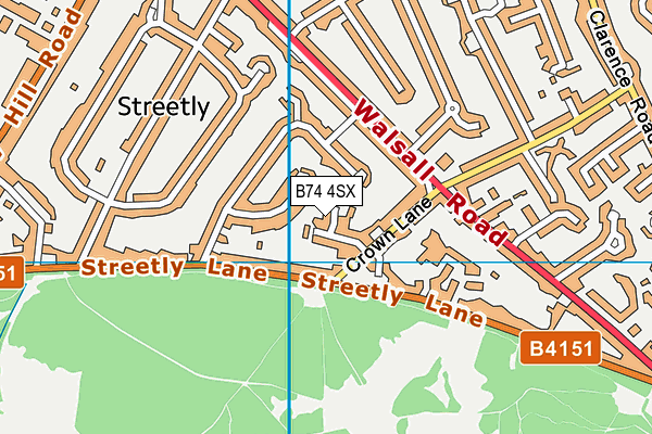 B74 4SX map - OS VectorMap District (Ordnance Survey)