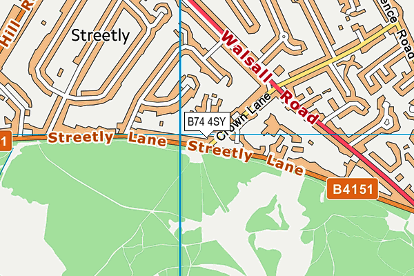 B74 4SY map - OS VectorMap District (Ordnance Survey)