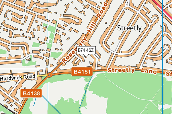 B74 4SZ map - OS VectorMap District (Ordnance Survey)