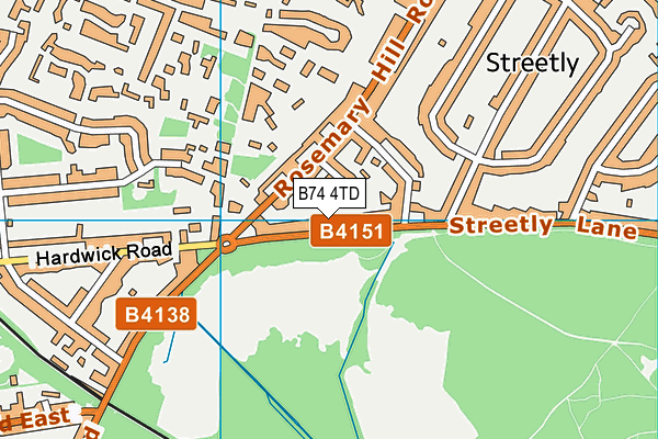 B74 4TD map - OS VectorMap District (Ordnance Survey)