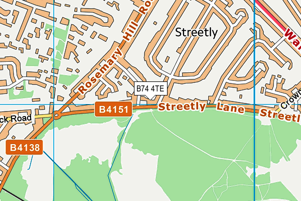 B74 4TE map - OS VectorMap District (Ordnance Survey)