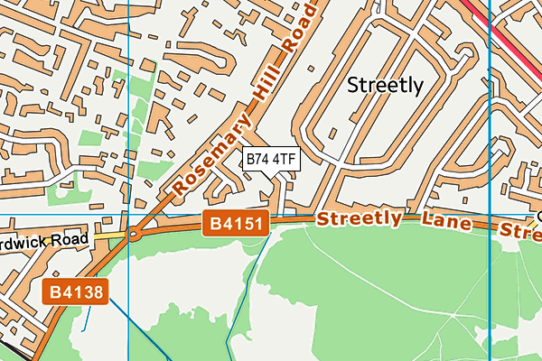 B74 4TF map - OS VectorMap District (Ordnance Survey)
