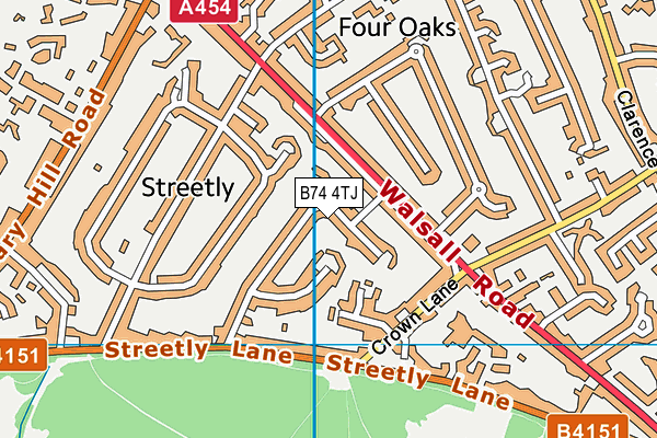 B74 4TJ map - OS VectorMap District (Ordnance Survey)