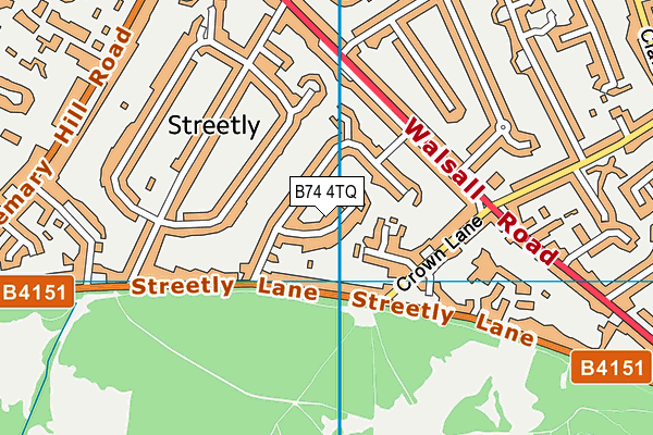 B74 4TQ map - OS VectorMap District (Ordnance Survey)