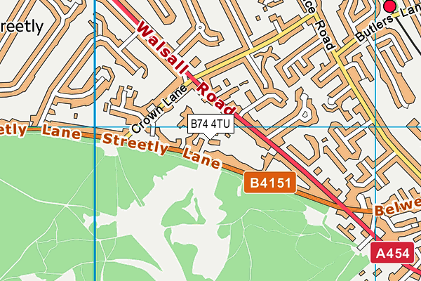 B74 4TU map - OS VectorMap District (Ordnance Survey)