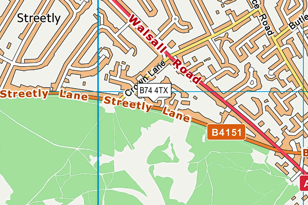 B74 4TX map - OS VectorMap District (Ordnance Survey)