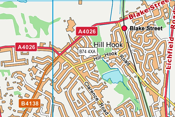 B74 4XA map - OS VectorMap District (Ordnance Survey)