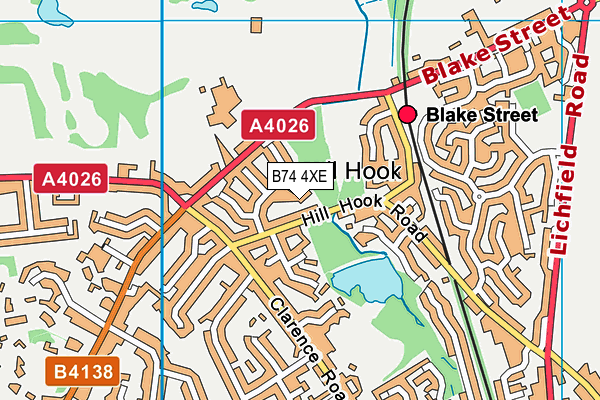 B74 4XE map - OS VectorMap District (Ordnance Survey)