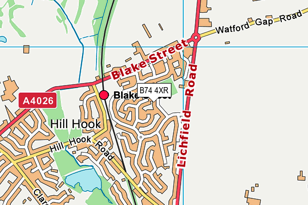 B74 4XR map - OS VectorMap District (Ordnance Survey)