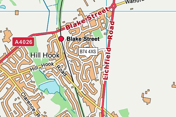 B74 4XS map - OS VectorMap District (Ordnance Survey)
