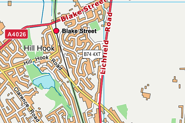 B74 4XT map - OS VectorMap District (Ordnance Survey)