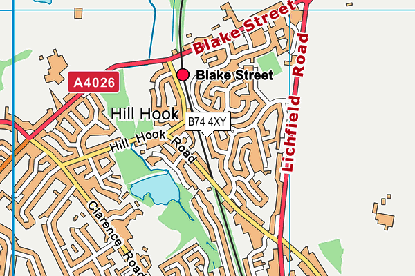 B74 4XY map - OS VectorMap District (Ordnance Survey)