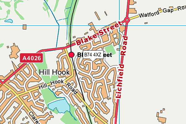 B74 4XZ map - OS VectorMap District (Ordnance Survey)